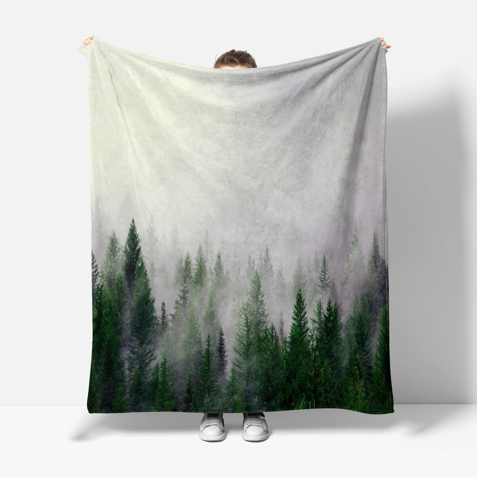 XCWYF Fleece Blanket Throw for Sofa misty forest 150x200cm Super Soft Fluffy Warm Flannel Blanket Lightweight Cozy Plush Microfiber Blanket, for All Season
