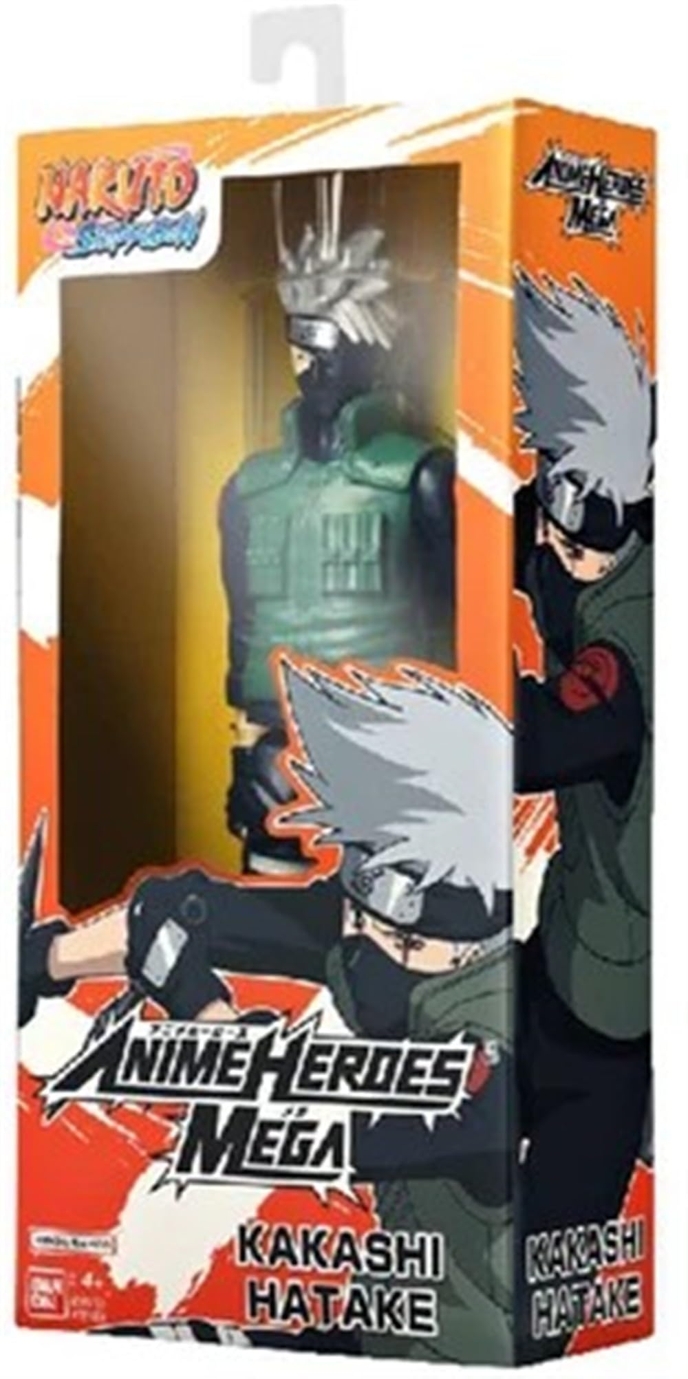 Bandai - Anime Heroes - Naruto Shippuden - Figurine Anime Heroes Kakashi Hatake Mega 30cm - Licencia Oficial Naruto - Gran Figura articulada Kakashi - Juguete para niños 4 años y + - 38153