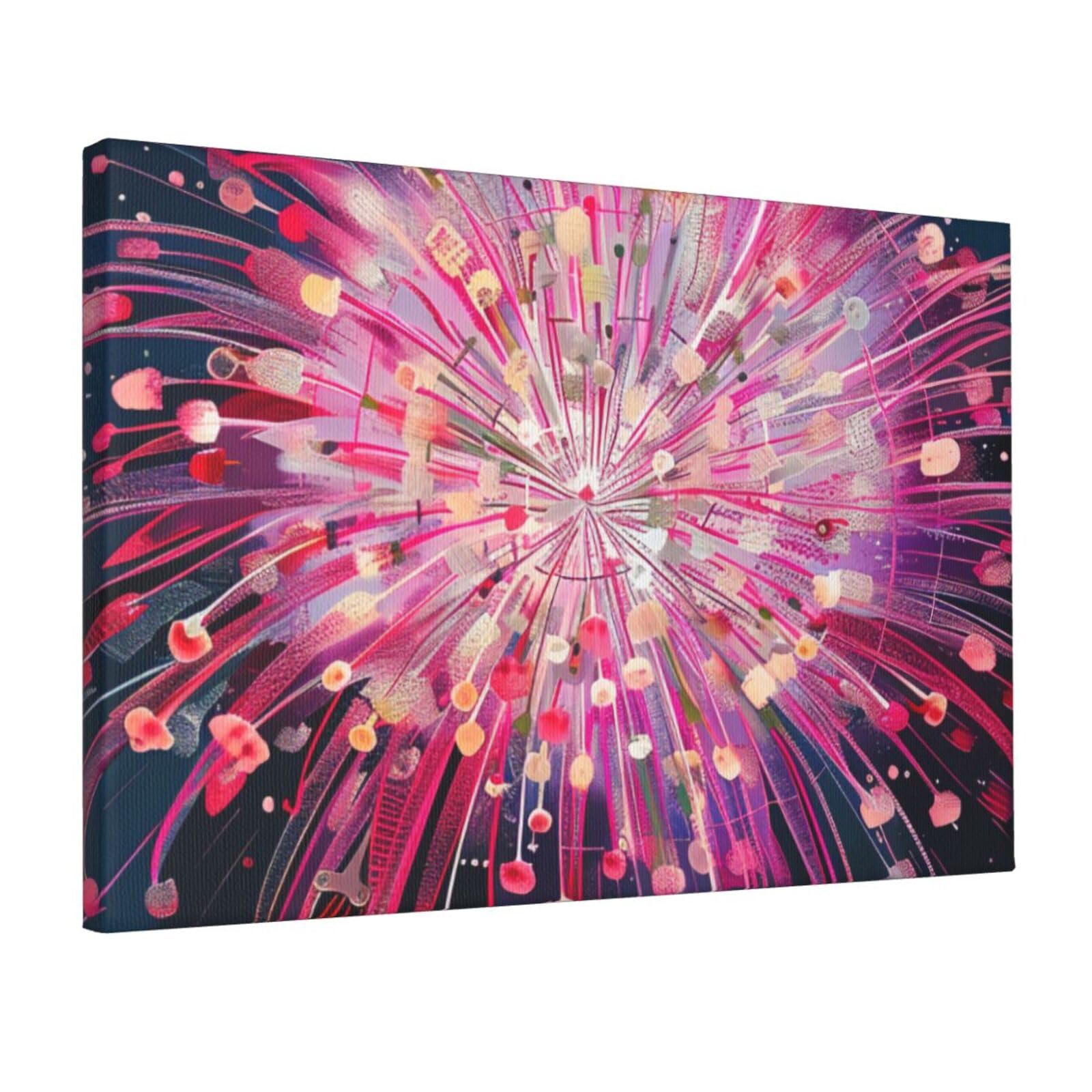 YKLJG Fireworks art Printed Wall Art Canvas Prints 45x30 CM Wooden Framed Picture Painting Artwork for Bedroom Kitchen Home Office Decor