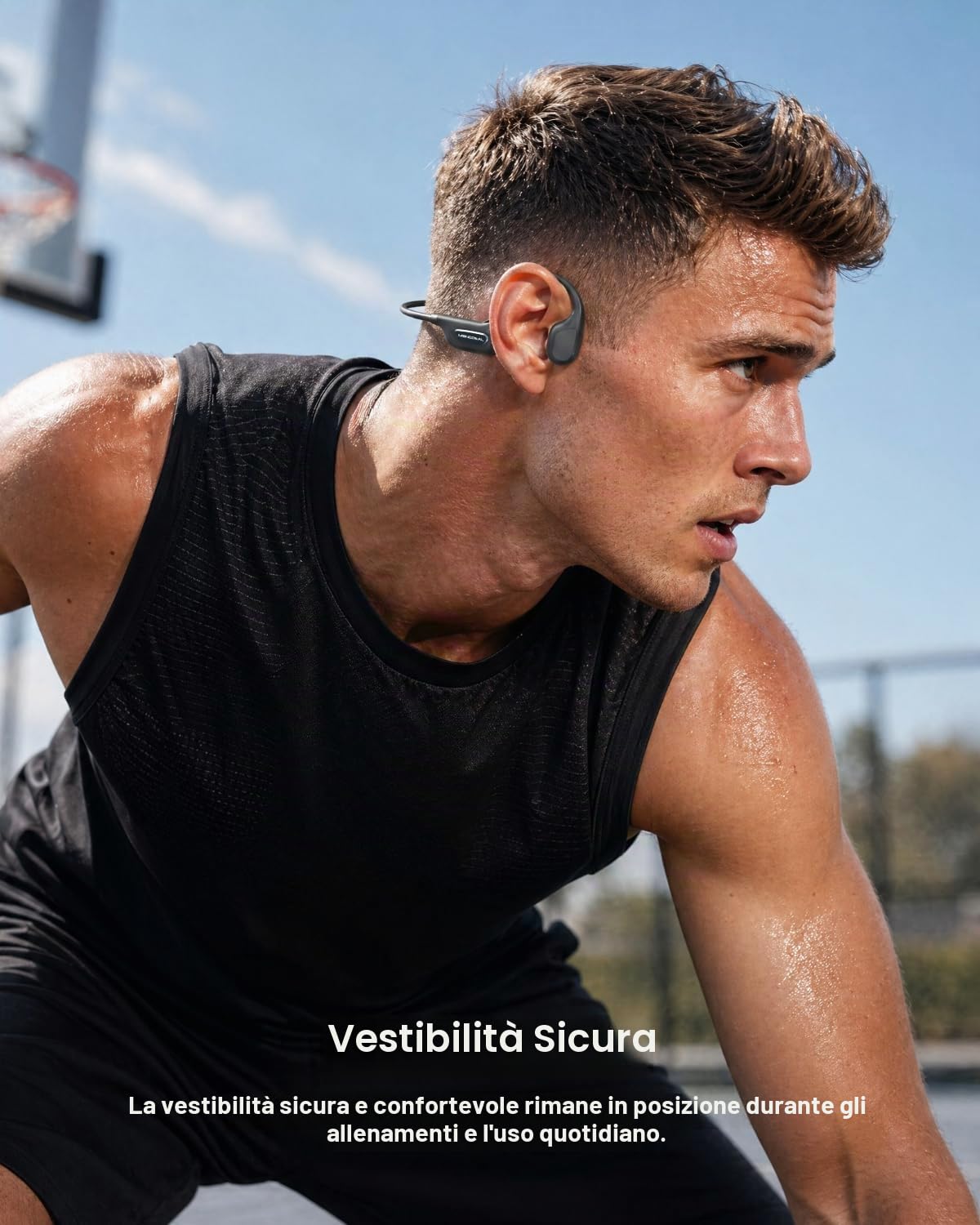 Cuffie Conduzione Ossea Bluetooth 6.0 per Corsa Fitness Ciclismo, IPX8, 25g | 25g Ultra-leggero e Materiale in silicone morbido per comfort, Impermeabile IPX8 per corsa, ciclismo e fitness, Non per nuoto