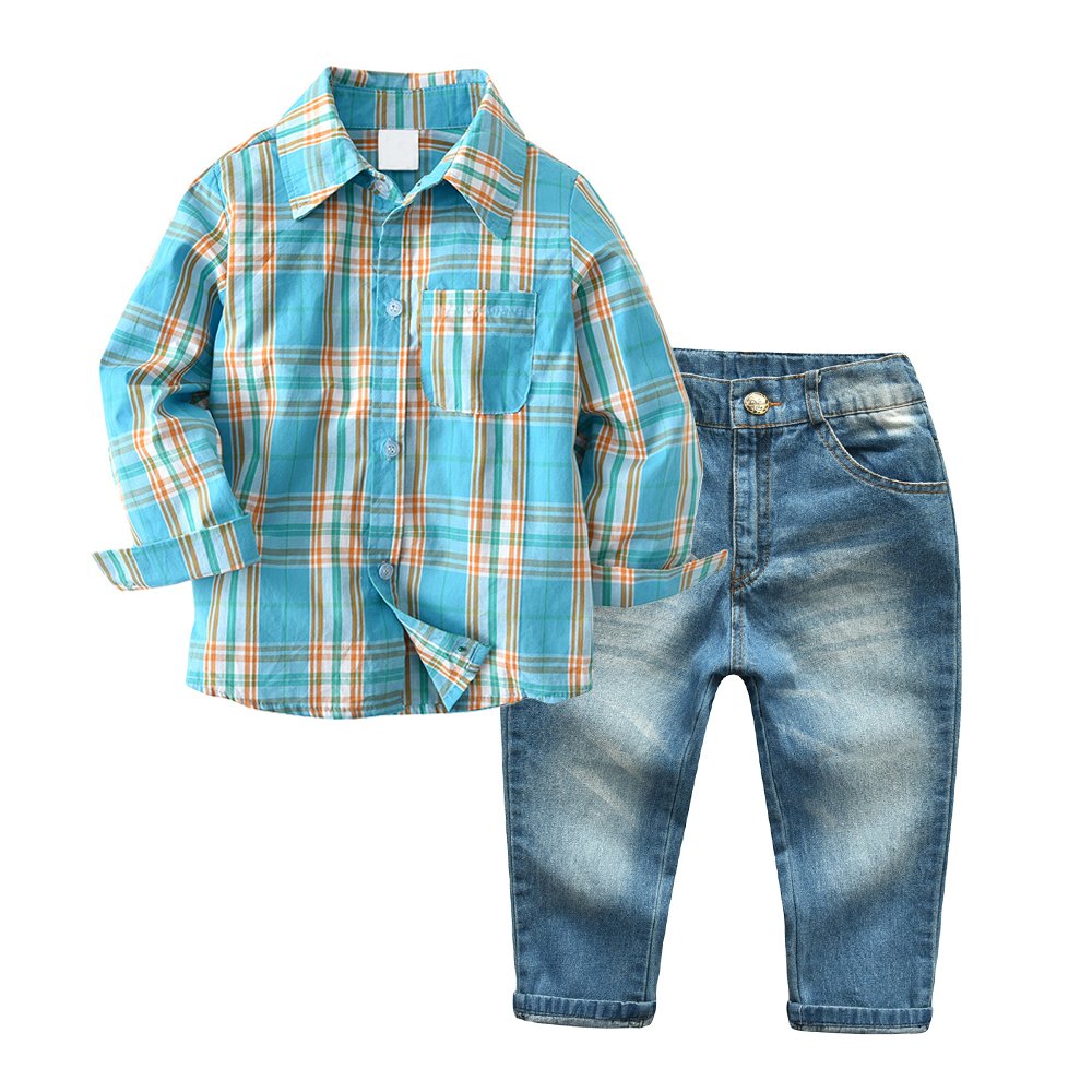Boys Birthday Outfit Baby Boy Suit Long Sleeve Plaid Shirts + Suspender Pants Set +Bow Tie 4pcs Outfits