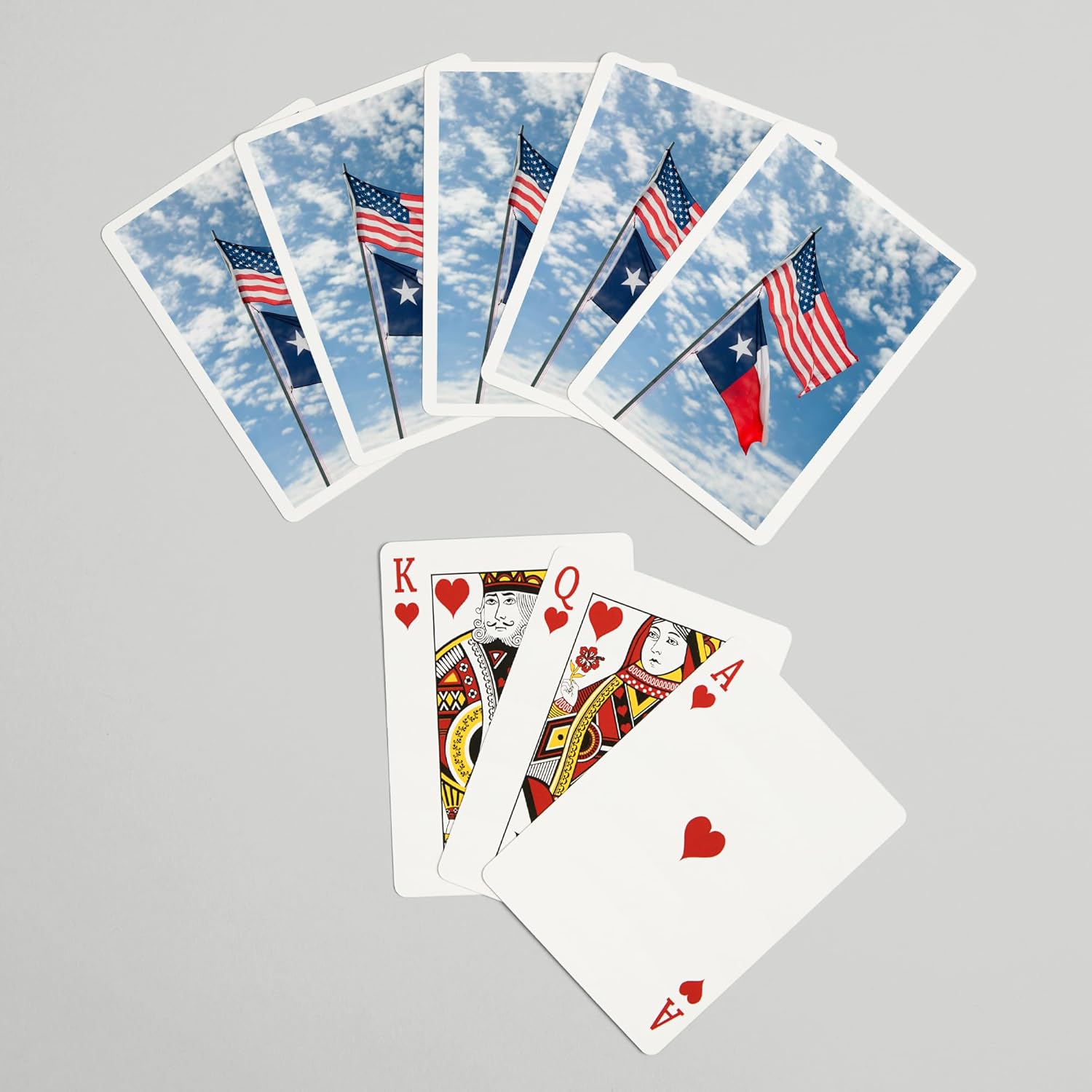 Lantern Press American and Texas Flags, 52 Playing Cards for Adults, Poker Size Card Deck