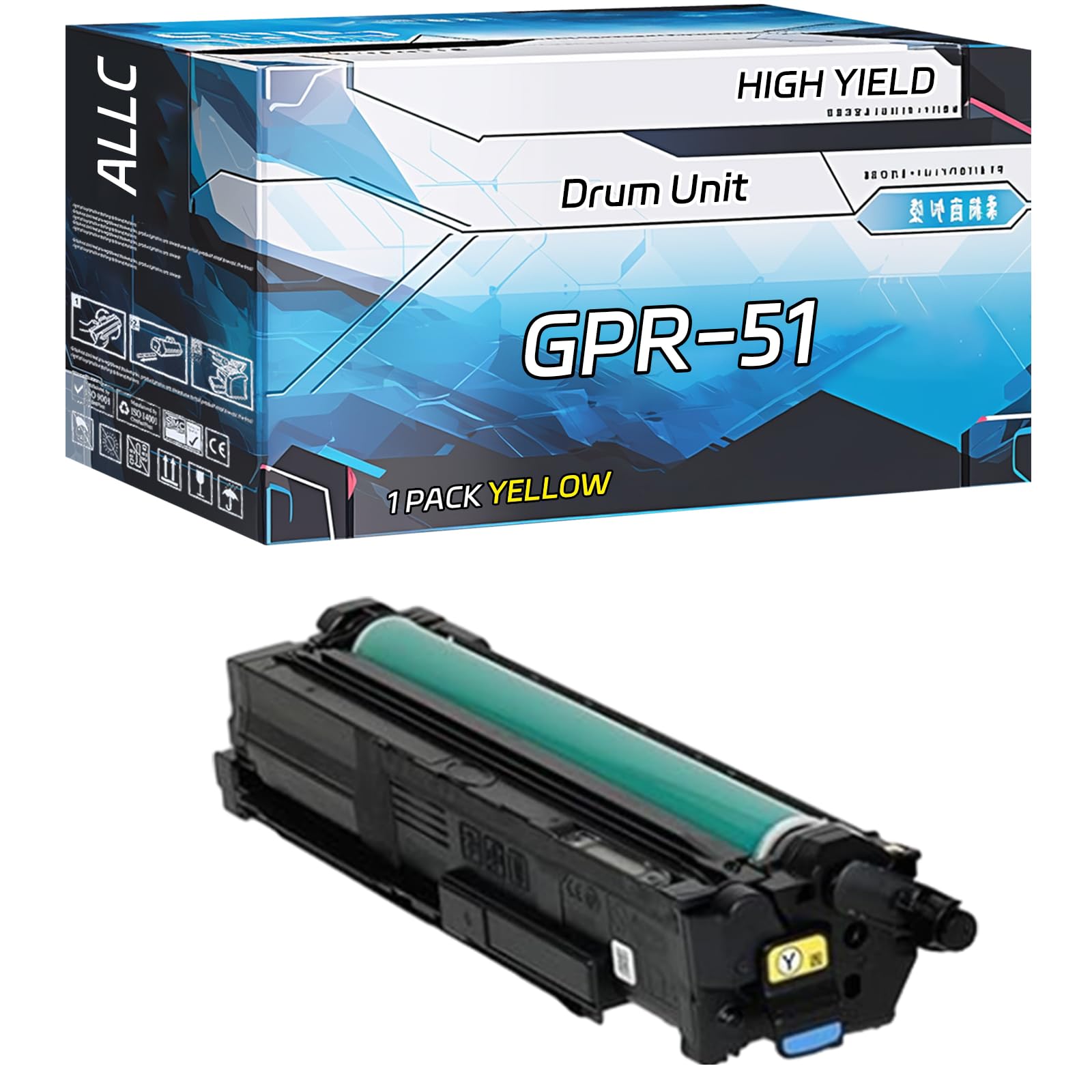 Compatible for Canon GPR-51 Drum Unit Work for Canon imageRUNNER Advance C250iF C255iF C350iF C350P C355iF Printers, with Chip, High Yield 37200 Pages