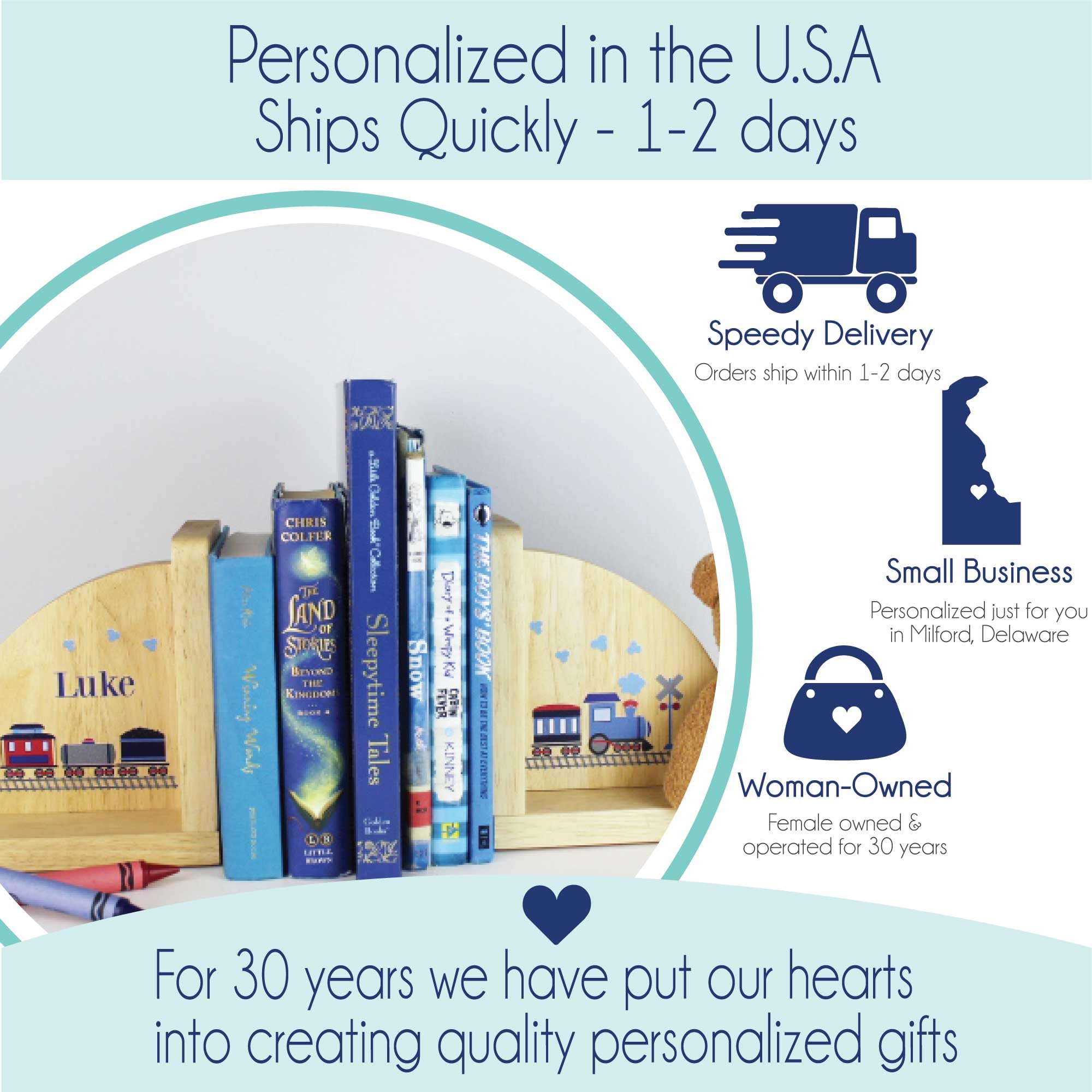 Personalized Honey Bees Natural Childrens Wooden Bookends