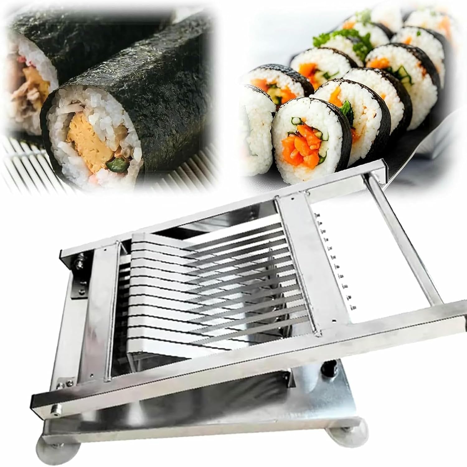 12 -Segment Sushi Cutter Machine, Stainless Steel Sushi Cutter, Only 2 Steps, Save Time and Effort, Easy to Clean, for Domestic Kitchen and DIY ~/