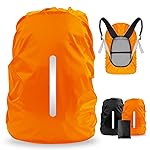 LAMA 2 Pack Waterproof Rain Cover for Backpack, Reflective Rucksack Rain Cover for Anti-dust/Anti-Theft/Bicycling/Hiking/Camping/Traveling/Outdoor Activities (1 Pcs Black + 1 Pcs Orange, L)