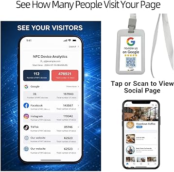 Review Tap Card for Google with Card Sleeve & Lanyard (1 Pack) Pocket Size 3.35 2.13 in NFC & QR Code Review Us Sign, Portable Google Review Stand Replacement, No App, No Fees, Easy Setup