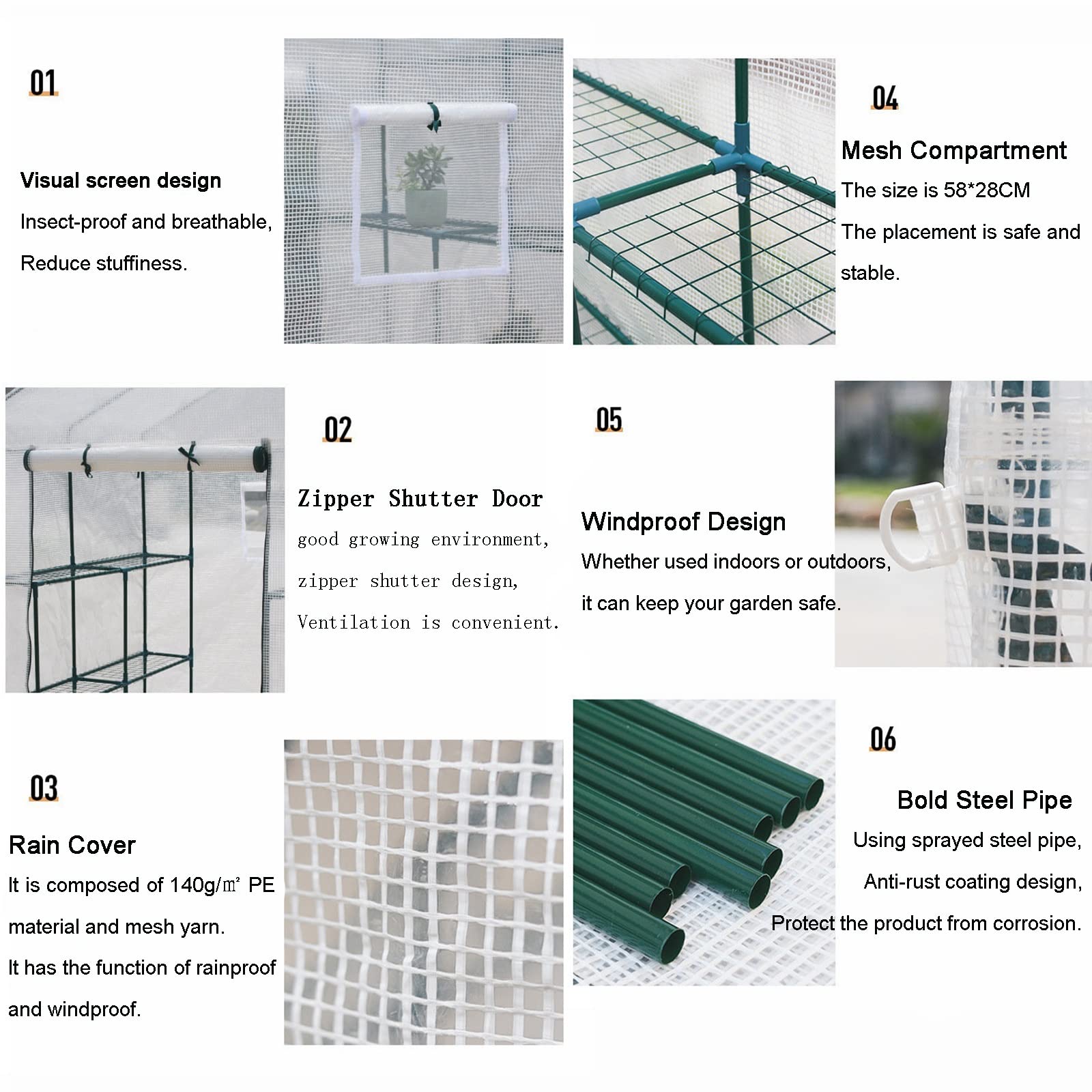 Serre Tunnel de Jardin,PE Jardin Walk-in Greenhouse Plant Cover avec Portes et Fenêtres Serre de Jardin à Toit en Pente, Serre à Tomates, Abri Potager Serre Kit pour Plantes