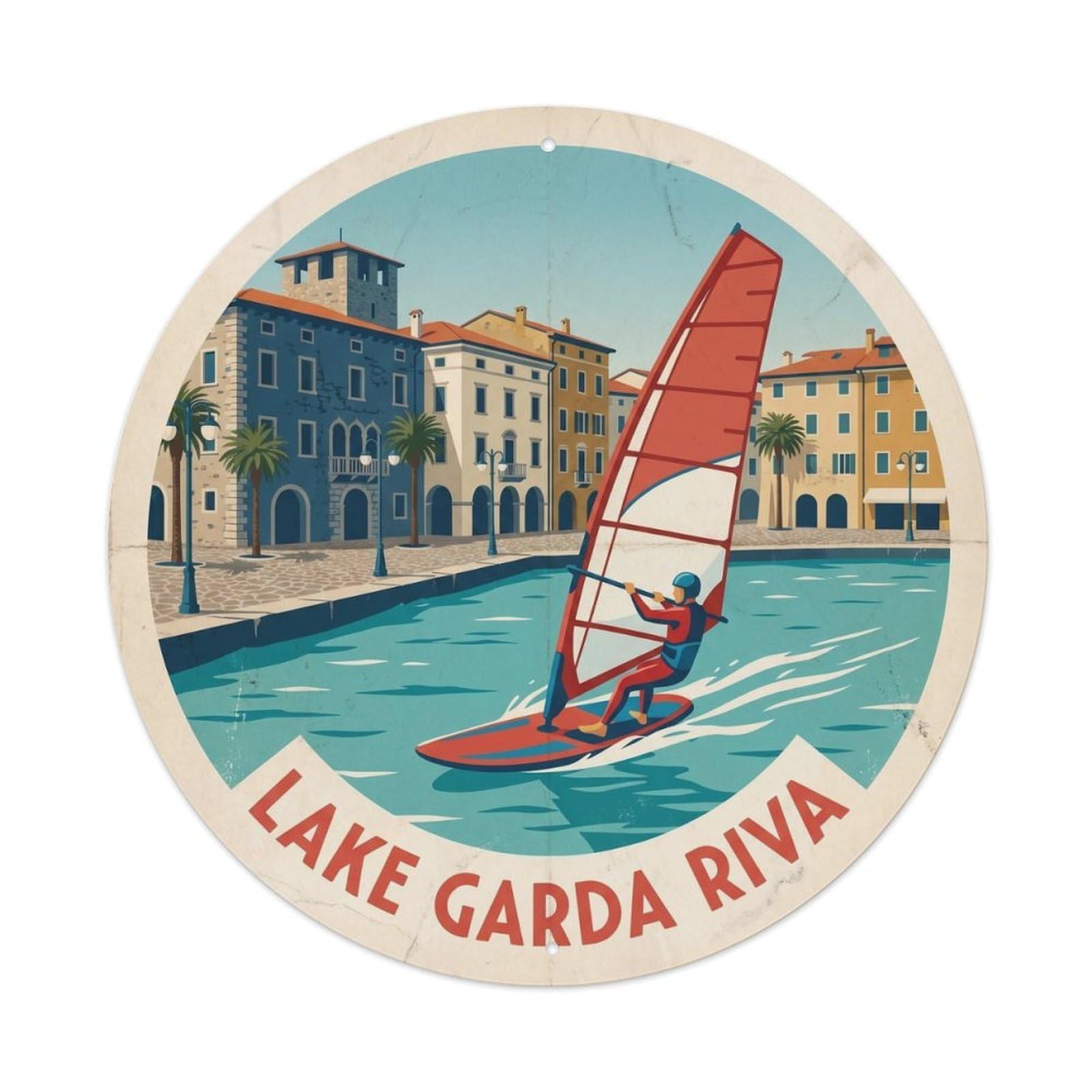 Riva Lake Garda Italy Coastal Heritage Travel Retro Metal Tin Sign