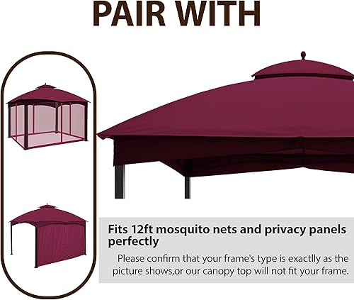 Miniatura 6 de Cubierta superior de repuesto de 10 x 12 pulgadas para Lowe's Allen Roth #GF-12S004B-1, kioscos de techo resistente con malla, solo parte superior