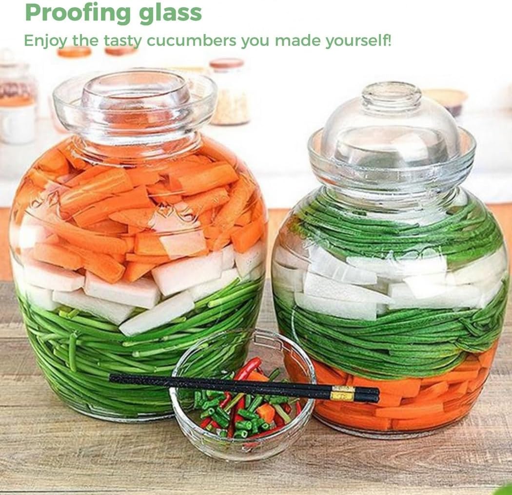 Large Capacity Glass Fermentation Jar with Airlock Water Seal Lid, Traditional Pickle Fermenting Tank for Sauerkraut, Kimchi, and More