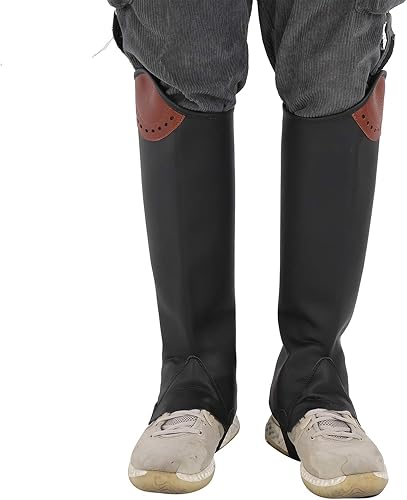 Miniatura 9 de Polaina para montar a caballo, 2 piezas de cuero para montar a caballo, medias ranuras de equitación, protector de pierna para adultos (L)