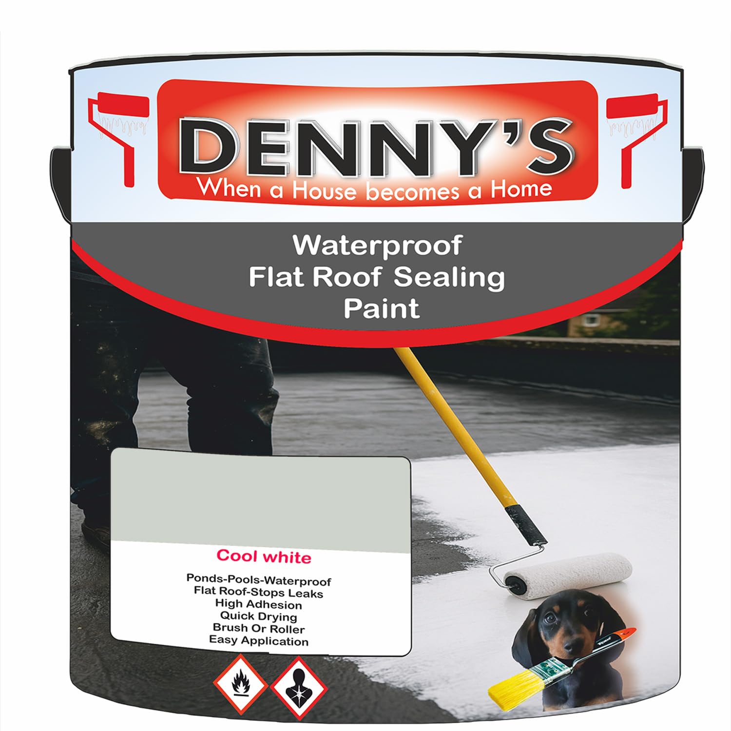 SCOOBYS PAINTS BACK IN THE MIX Chlorinated Rubber Flat Roof Paint – Waterproof Roof Sealer & Leak Repair Coating, Quick Drying, High Adhesion (Cool white, 2.5 Litre Tin)