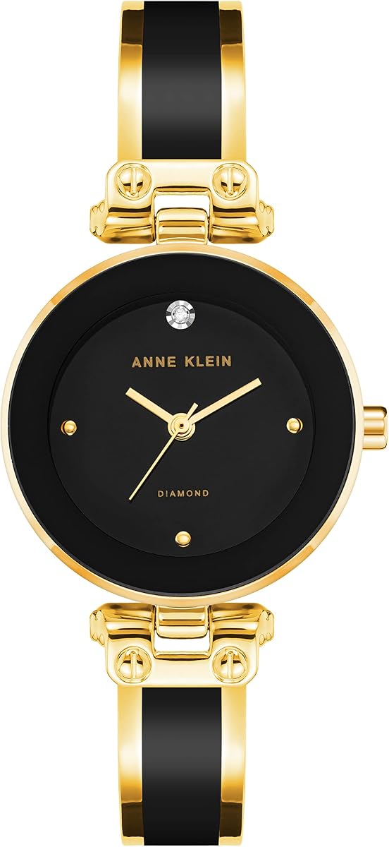 Anne Klein Reloj de pulsera con esfera de diamantes auténticos para mujer