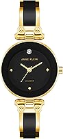 Anne Klein Women's Genuine Diamond Accent Black Dial Bangle Watch - Elegant 28mm Quartz Timepiece