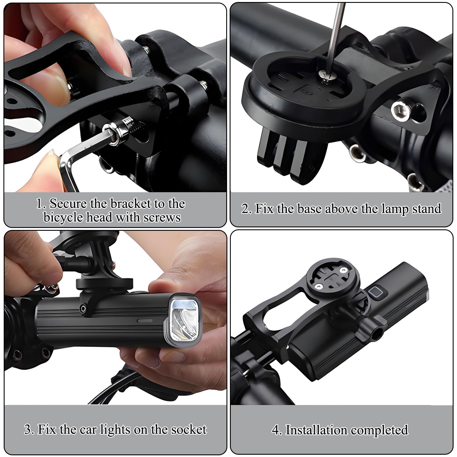 Uchwyt rowerowy do Garmin, stop aluminium, regulowany uchwyt na komputer rowerowy, uchwyt do roweru wyścigowego, zestaw kompatybilny z Edge Bryton Cateye (czarny)