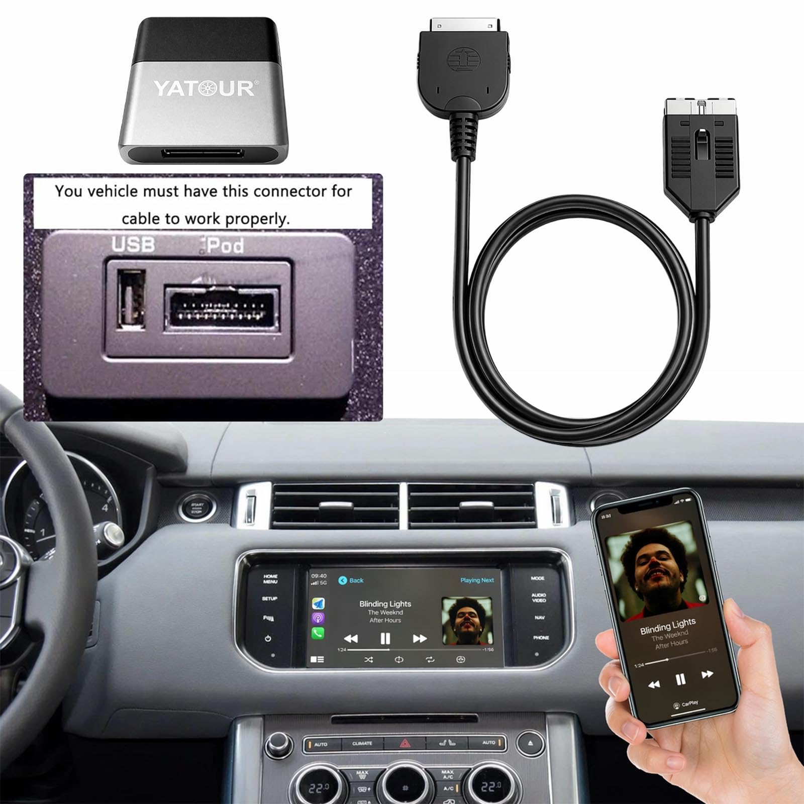 MESINURS Câble de Diffusion de Musique Bluetooth Compatible avec Jaguar, Land Rover, Range Rover Media Interface, Adaptateur d'intégration de Radio de Voiture