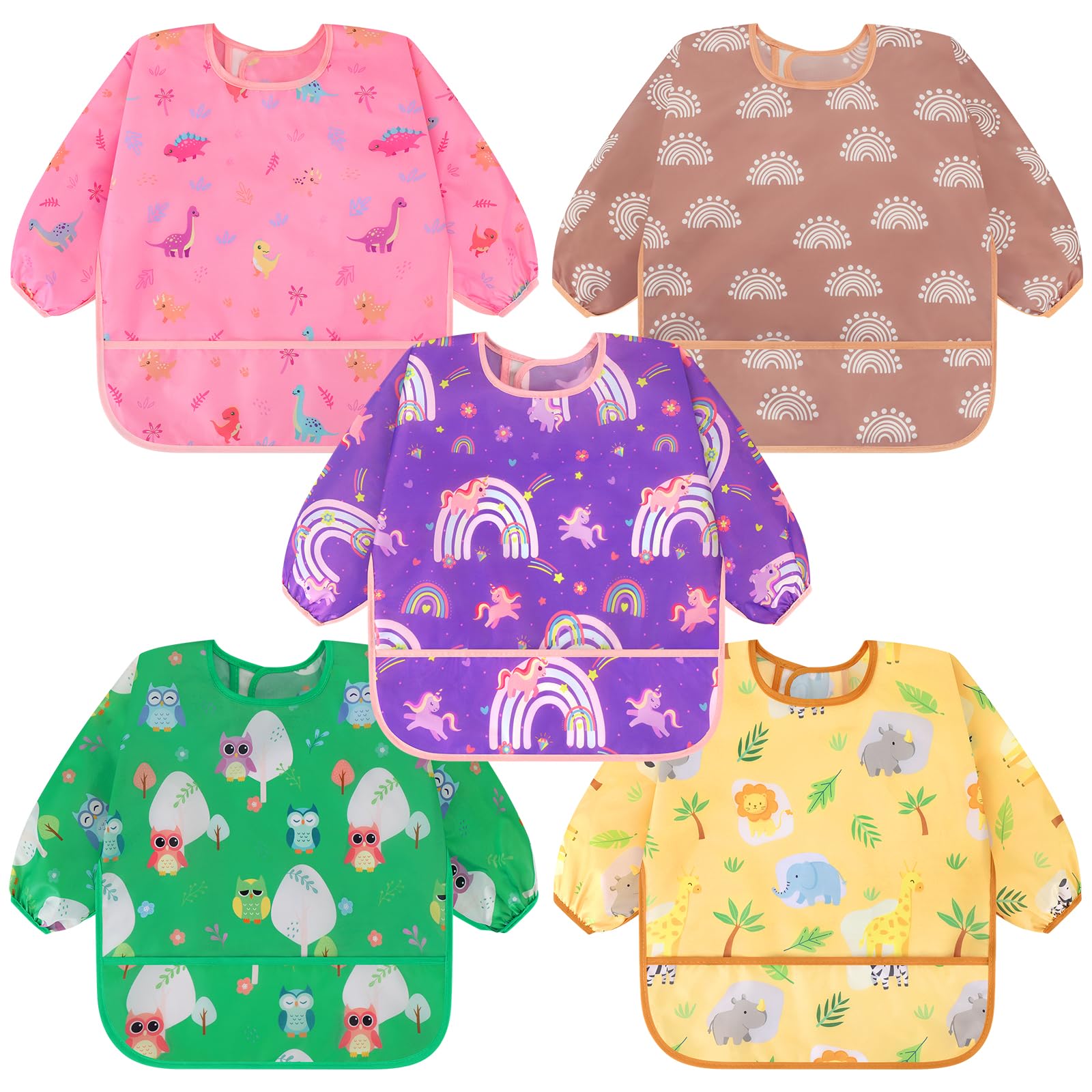 Accmor 5 Pack Long Sleeve Bibs - bibs and burp cloths | Mubboo