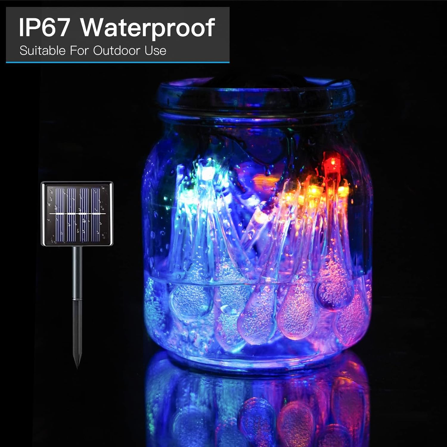 suddus 2 Pack Solar String Lights Outdoor Waterproof, Total 39.4FT 60 LED Water Drop Solar Lights with 8 Modes, Solar Tree Lights for Outdoor, Party, Garden, Patio, Wedding, Porch, Yard