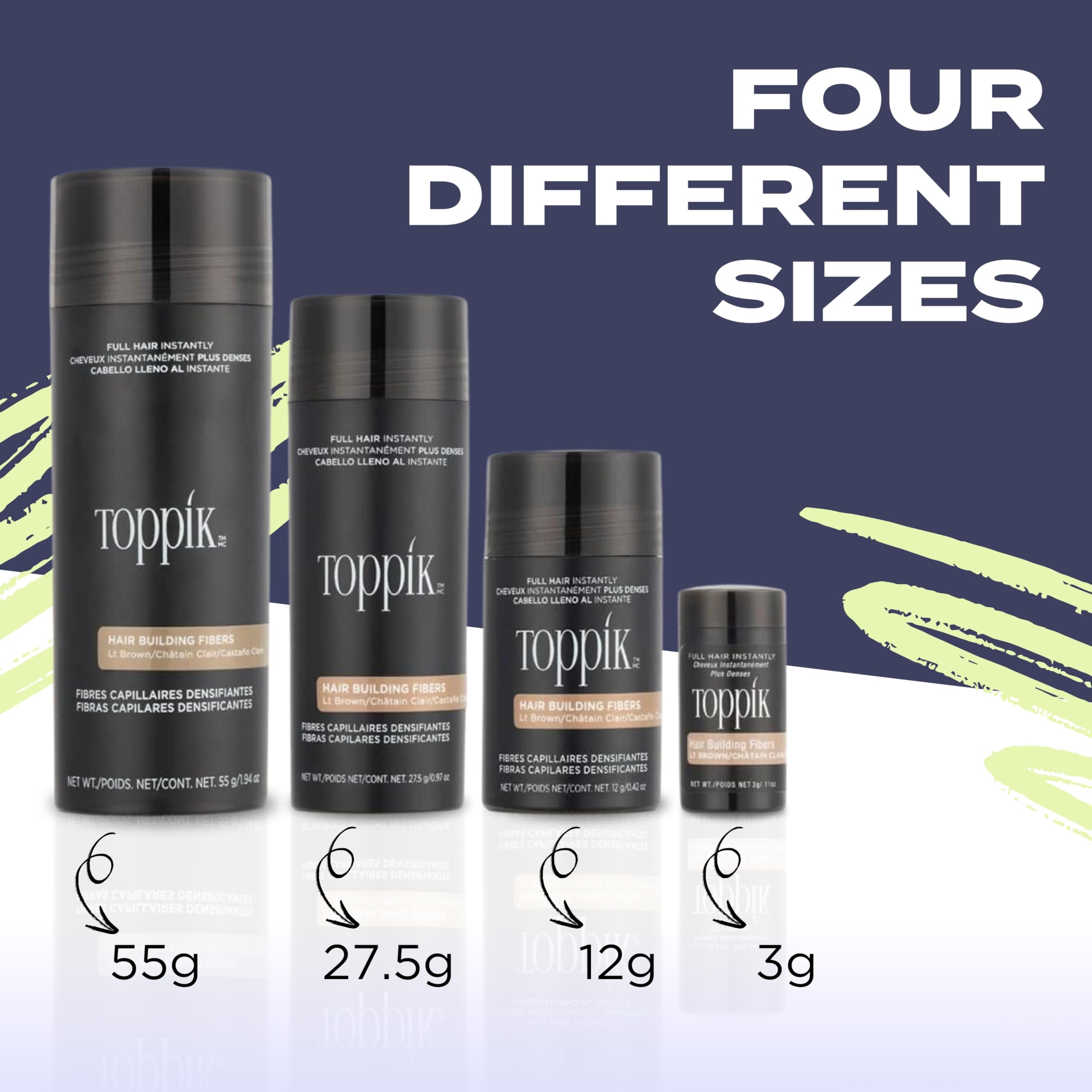 Toppik Fibre di cheratina per capelli, Colore Nero (Black), 27 g