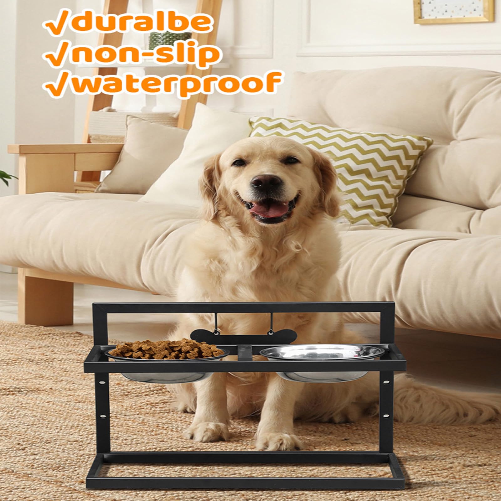 Easycomfort Ciotola Per Cani Rialzata Con Vano Contenitore, 2 Ciotole