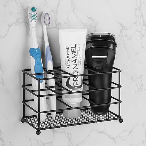 Linkidea Soporte ventilado para cepillos de dientes montado en la pared, soporte antideslizante para cepillos de dientes eléctrico, organizador de