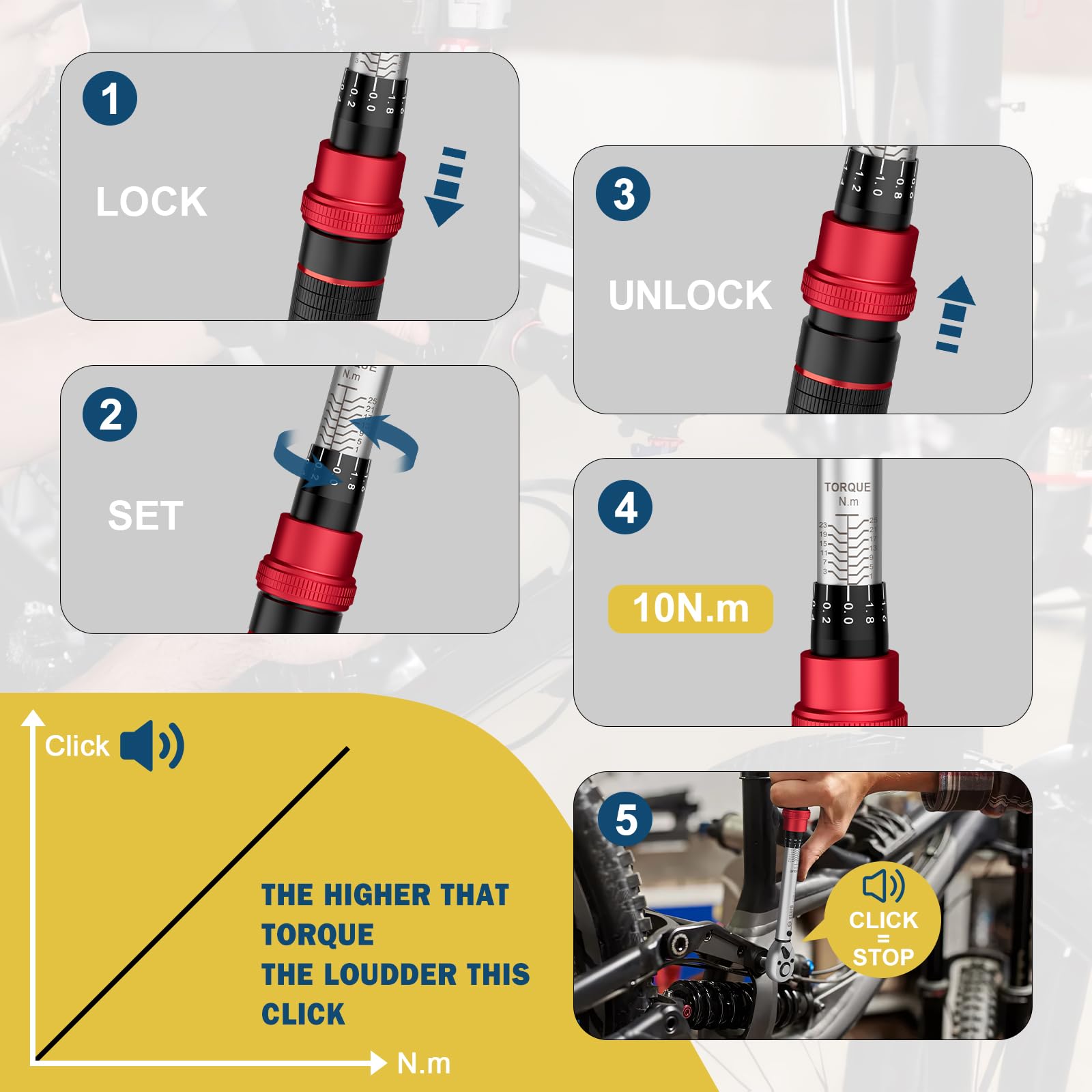 VANPO 32-Piece Bike Torque Wrench Set, 1-25 Nm, ±3% Accuracy - Image 3