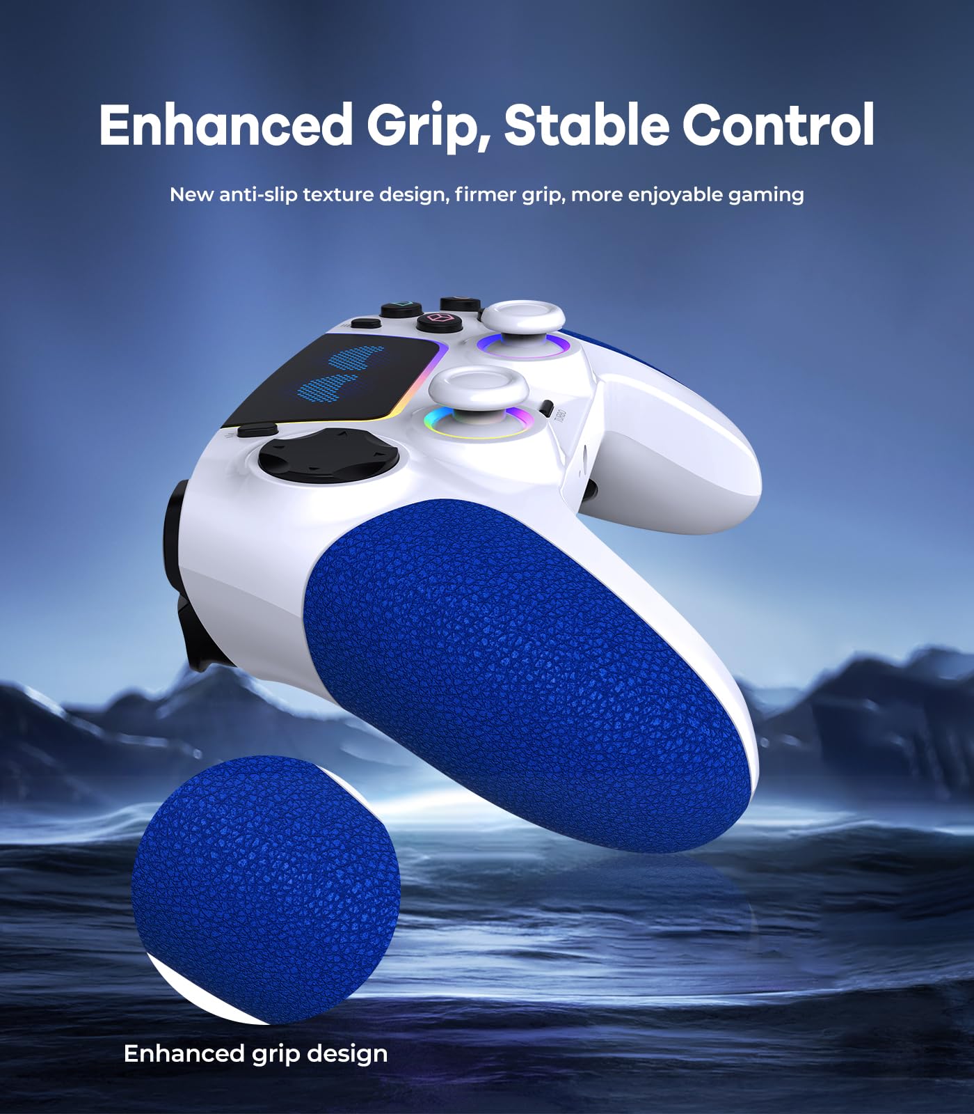 SFGSUP Controller Wireless per PS5/PC/Steam Deck, con Joystick&Grilletti Effetto Hall/8 Colori illuminazione RGB/Giroscopio 6 Assi/Turbo/Doppia Vibrazione/Impugnatura Antiscivolo/Batteria 1500 mAh