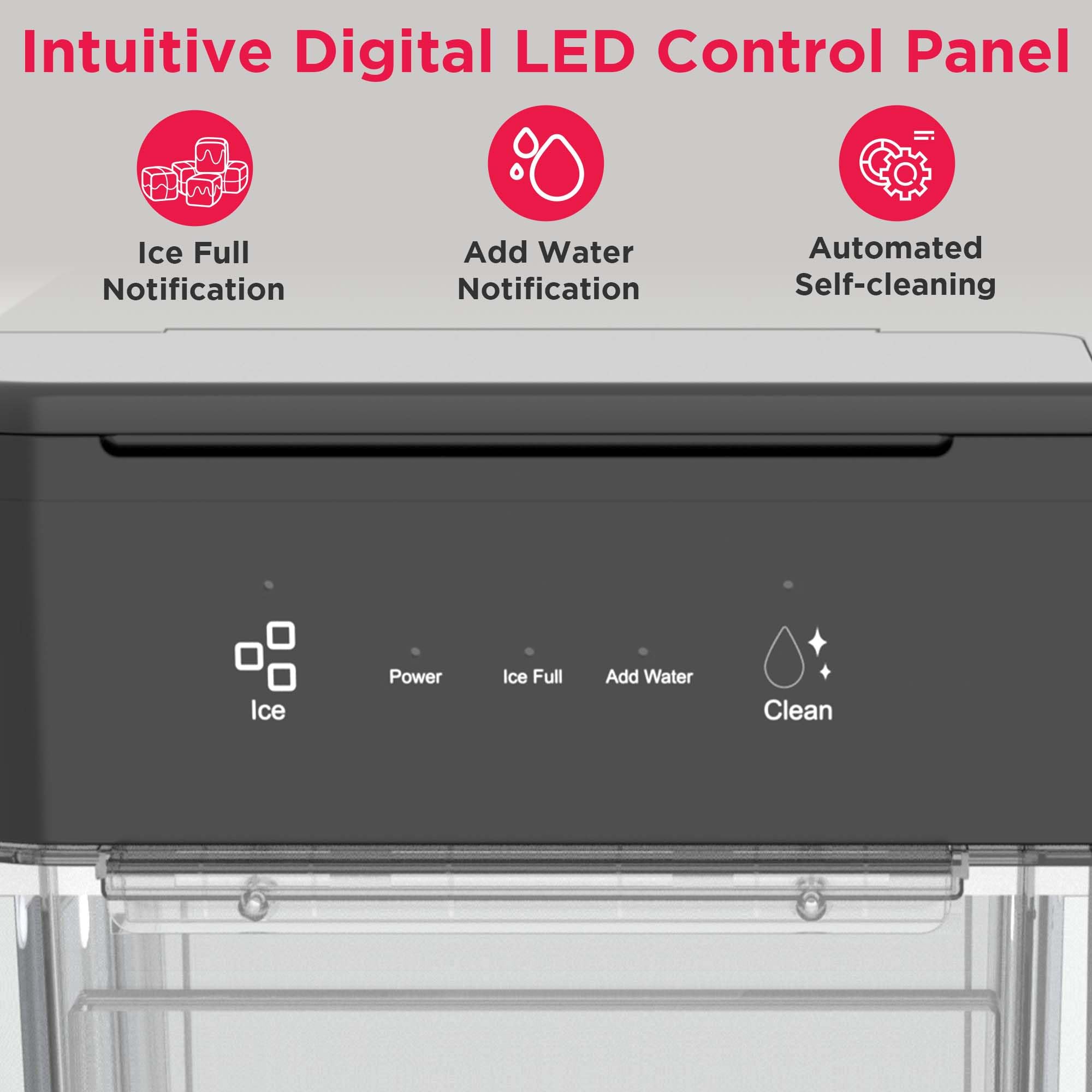 Frigidaire Nugget Ice Maker With Removable Tank, 38lb Daily Ice Production, 2.6 Lb Ice Bin, Countertop Ice Maker With Pull-Out Ice Drawer, Electronic Controls, Ice Scoop & Drip Tray on Fridge.com - View 6