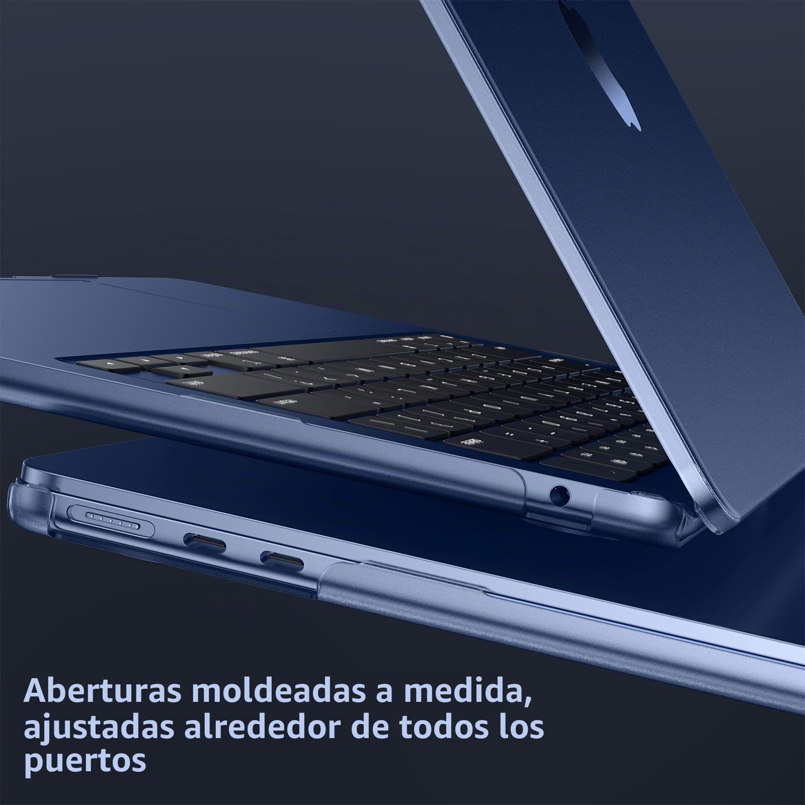 MOSISO Funda Compatible con MacBook Air 13 Pulgadas M5 M4 M3 M2 A3449 A3240 A3113 A2681 2026-2022 Pantalla de 13,6", Carcasa Rígida Antihuellas&Protector Teclado, Medianoche Clara
