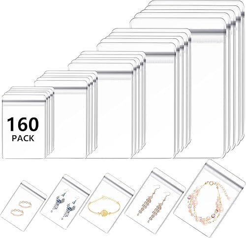 Paquete de 160 bolsas de plástico transparente de PVC con cremallera antioxidación para embalaje, joyas, anillos, aretes, bolsa de polietileno