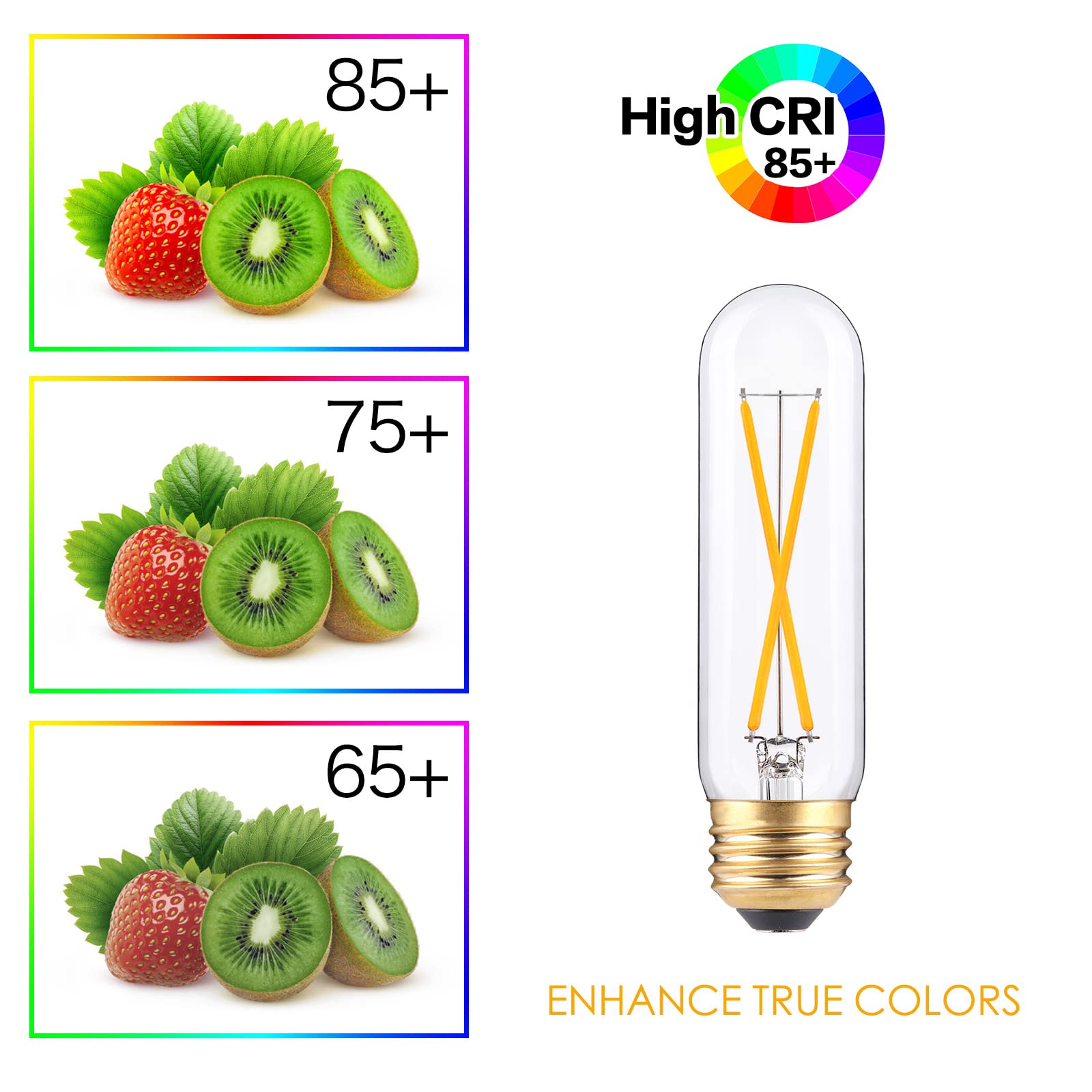 T10 Led Bulbs 2W Dimmable Tubular Led Bulb 25 Watt Equivalent Edison Style Vintage LED Filament Light Bulb — view 8