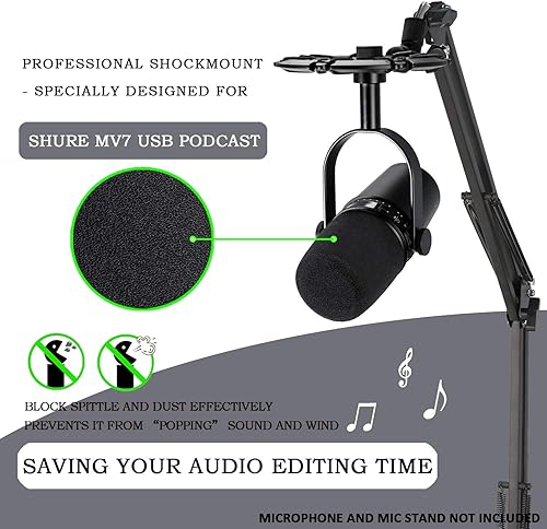 Vista 23 de MV7 MV7X MV7+ Brazo Boom - Brazo de micrófono con cubierta de espuma compatible con Shure MV7 y Shure MV7X y Shure MV7+ Micrófono con filtro Pop por