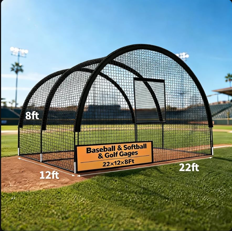 Condition photo showing New/Like New for garvee 33ft/22ft baseball batting cage, baseball training equipment netting cages, with frame & net - practice hitting, pitching & golf in backyard or field