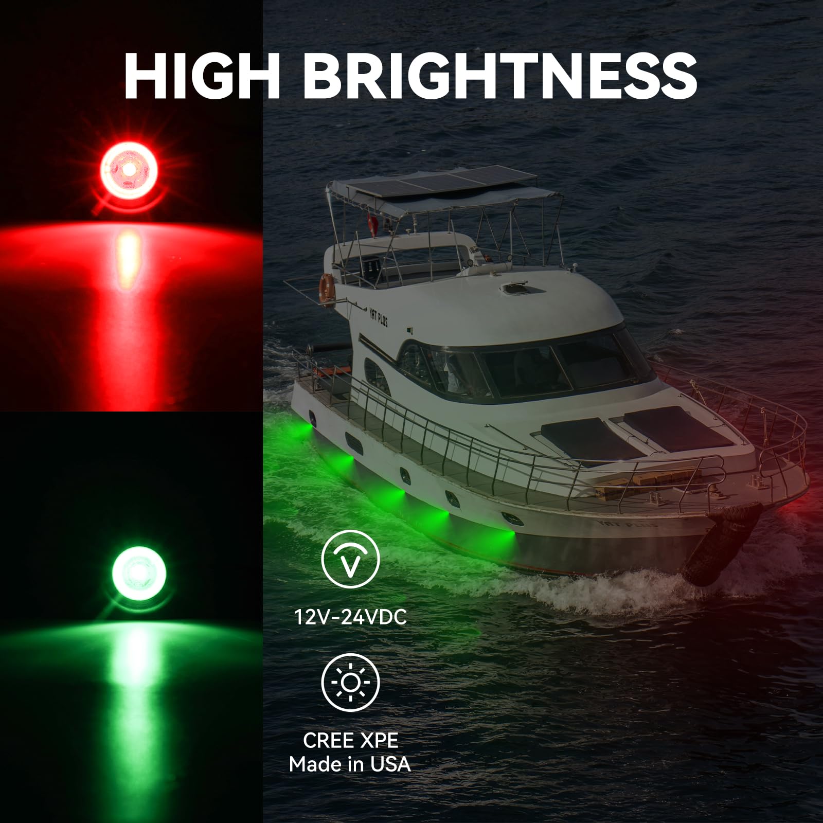 ULITECO Boat Navigation Lights, Marine Boat Nav Lights, Boat Red and Green Bow Lights, Boat Night Fishing Lights, Deck Lights, IP68 Waterproof LED Lights for Pontoon Boat Bas Boat Dinghy Jon Boat