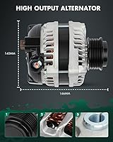 Vista 6 de SCITOO Alternador compatible con Honda para Pilot 2012-2015, Odyssey 2011-2013, Ridgeline 2012-2014, 3.5L 3471CC V6, 130A CW de alto rendimiento 6