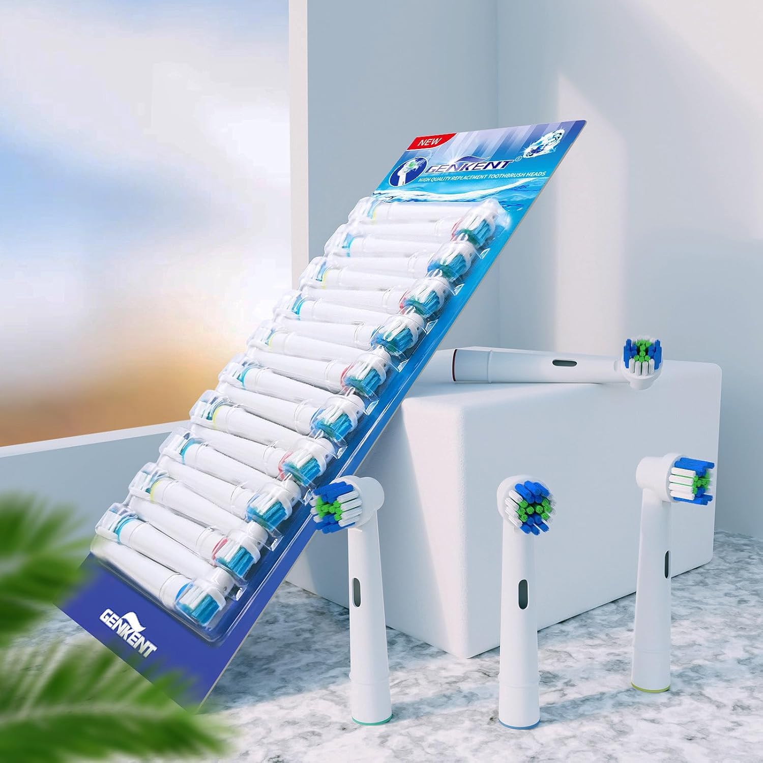 GENKENT Recambios Cepillos Cabezas de Dientes Compatibles con Recambios Cepillos Oral B Braun, 20 Piezas Profesionales para Repuesto de Cabezas de Oral B Pro Series 1/3
