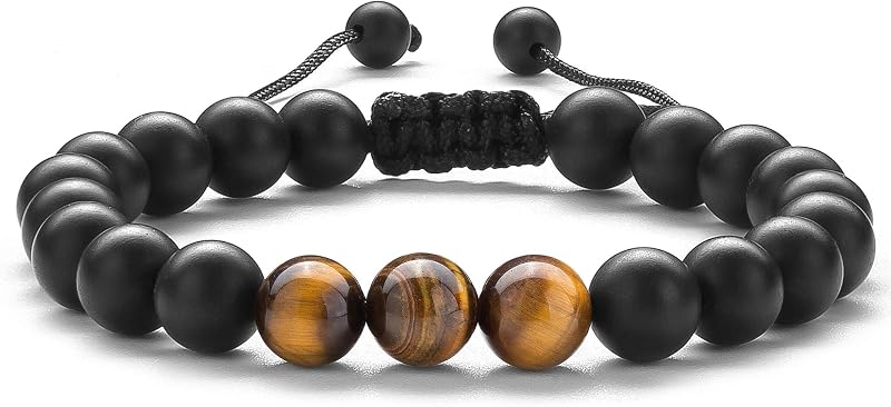 Pulseira Hamoery com Contas de Olho de Tigre de 8 mm