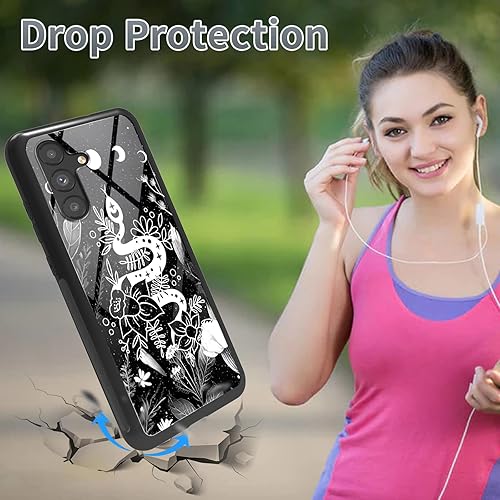 Miniatura 2 de Funda para Samsung Galaxy A14 5G con protector de pantalla, delgada funda para teléfono con diseño de serpiente bruja, luna trippy dsigned, vidrio