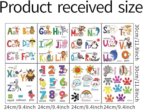 Miniatura 7 de Calcomanías de pared del alfabeto, calcomanías de números de animales, decoración de habitación de niños, sala de juegos, aula, dormitorio