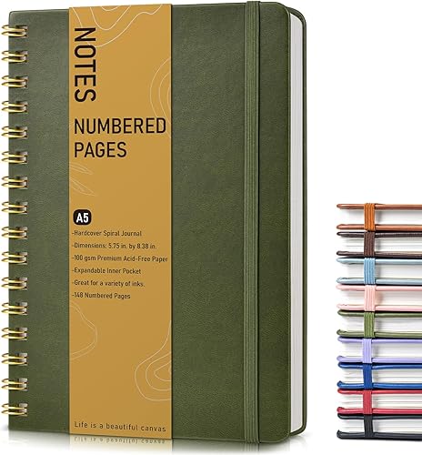Miniatura 1 de Cuaderno de espiral rayado, diario A5 de tapa dura para mujeres y hombres, 150 páginas numeradas, cuaderno encuadernado en espiral, cuadernos