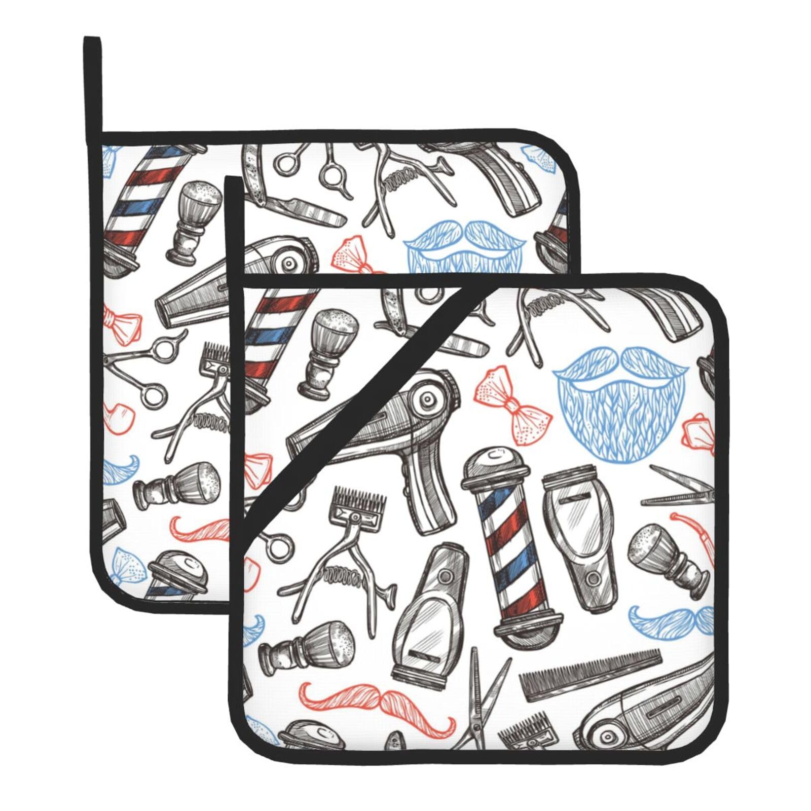 KFRXXZQB 2-Pack Square Pot Holders, Oven Mitts For Baking & Bbq