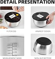 Vista 3 de Juego de 3 cuencos para mezclar con tapas, paquete de 3 tazones de acero inoxidable con tapas herméticas, parte inferior antideslizante