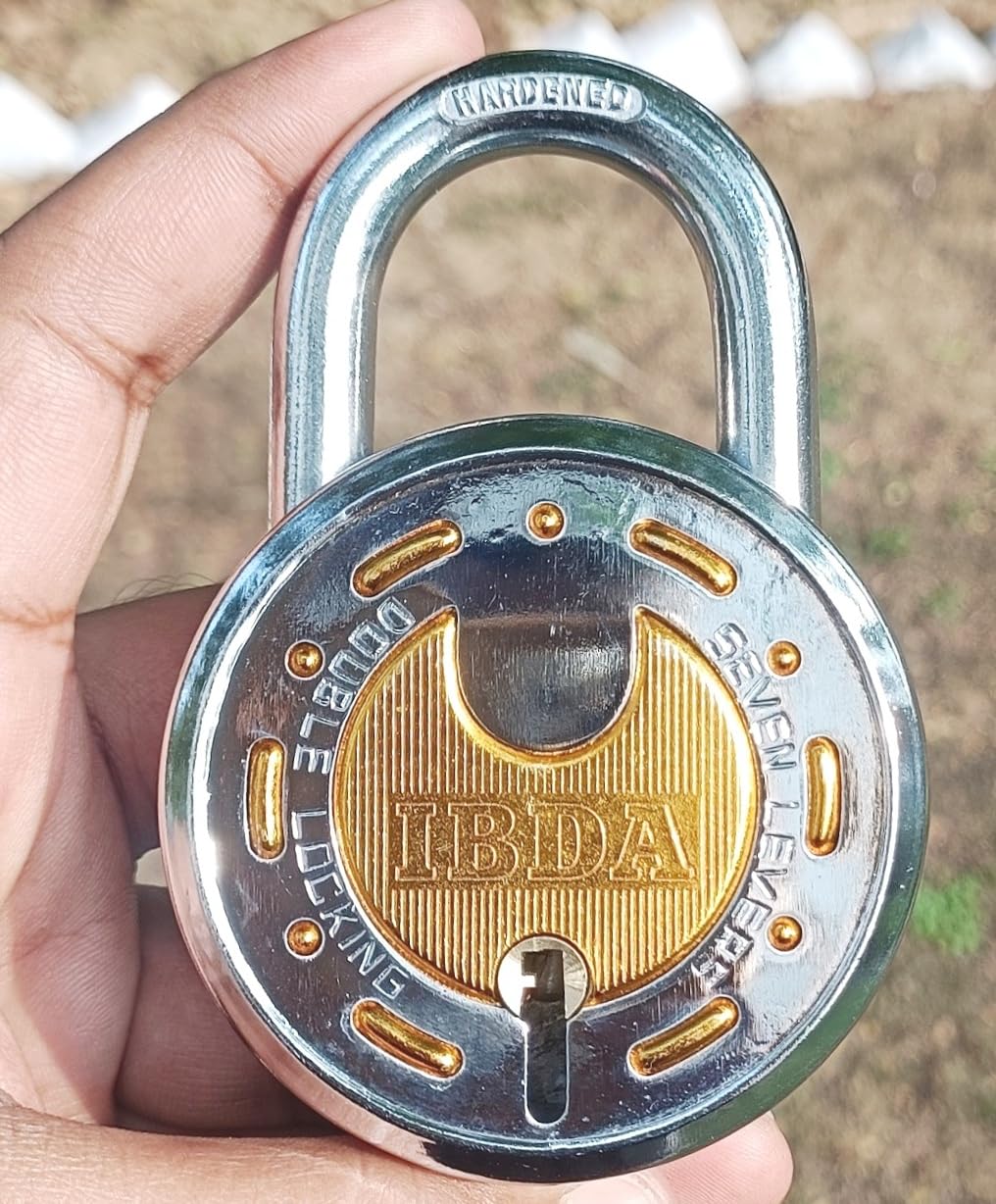 IBDA Lock and Key 65mm | Double Locking | 7 Levers Technology | Rivetless Body Padlock | Lock for Home, Shutter, gate, Door, kadi, Channel, Chain, Shop, School, Warehouse, Flat, Outdoor-Indoor use (B0CNZ98YJG) Amazon Price History, Amazon Price Tracker