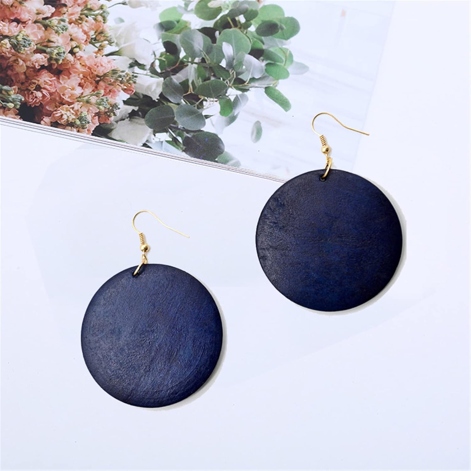 Wooden Earrings for Women Vintage African Bohemian Ethnic Wood Big Round Circle Geometric Lightweight Dangle Drop Hook Earrings - Image 6