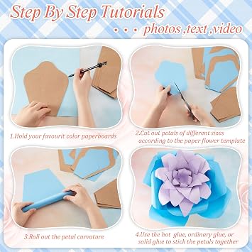 Henoyso 28 Pcs Paper Flower Templates Kit DIY Paper Flower Decorations
