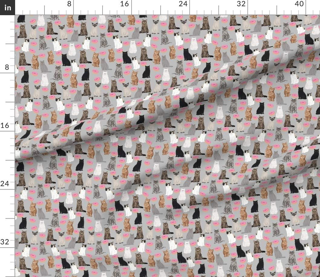 Spoonflower Fabric - Cats Donuts Cat Kitty Kitten Cute Gray Sweet Food Print Printed on Petal Signature Cotton Fabric by The Yard - Sewing Quilting Apparel Crafts Decor