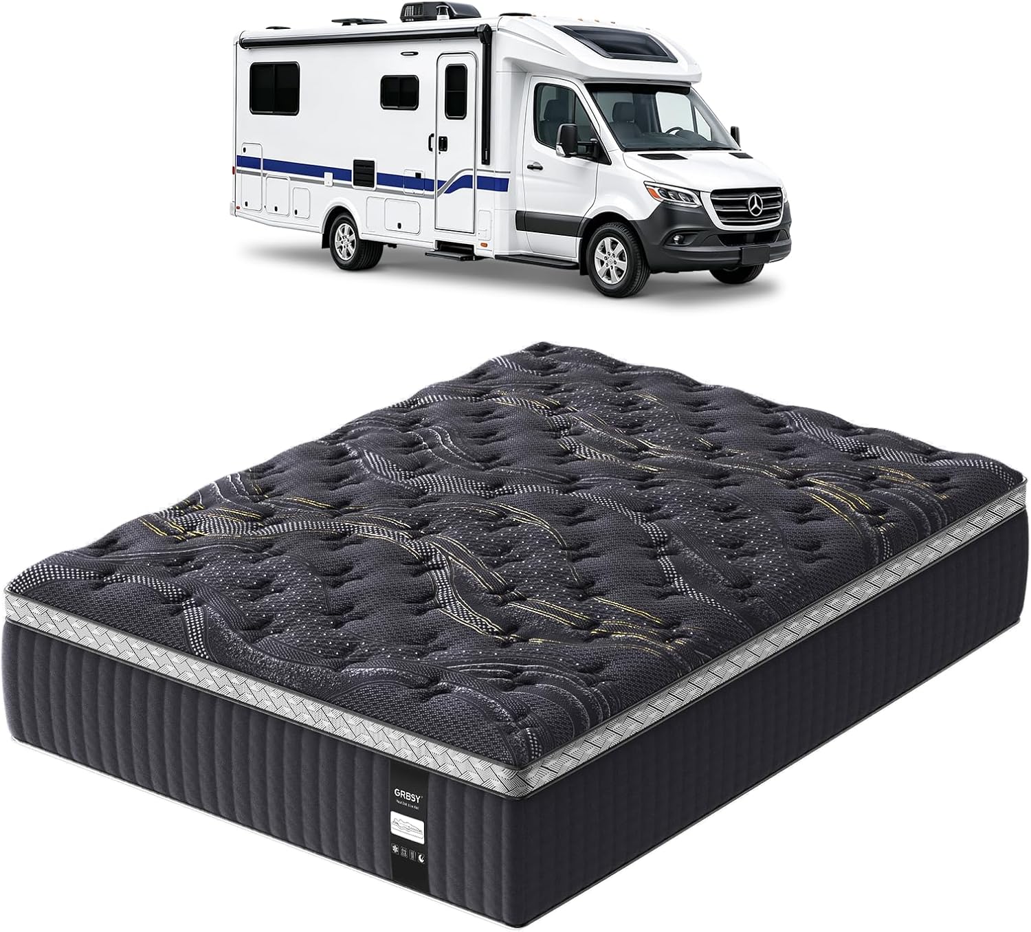 12 Inch RV Short Queen Mattress, Upgraded 7-Zoned Support Hybrid RV Queen Mattress In A Box with Cooling Gel Memory Foam & Pocket Coils, 365-Night Trial, Motion Isolation, Medium Firm, 60" x 75"