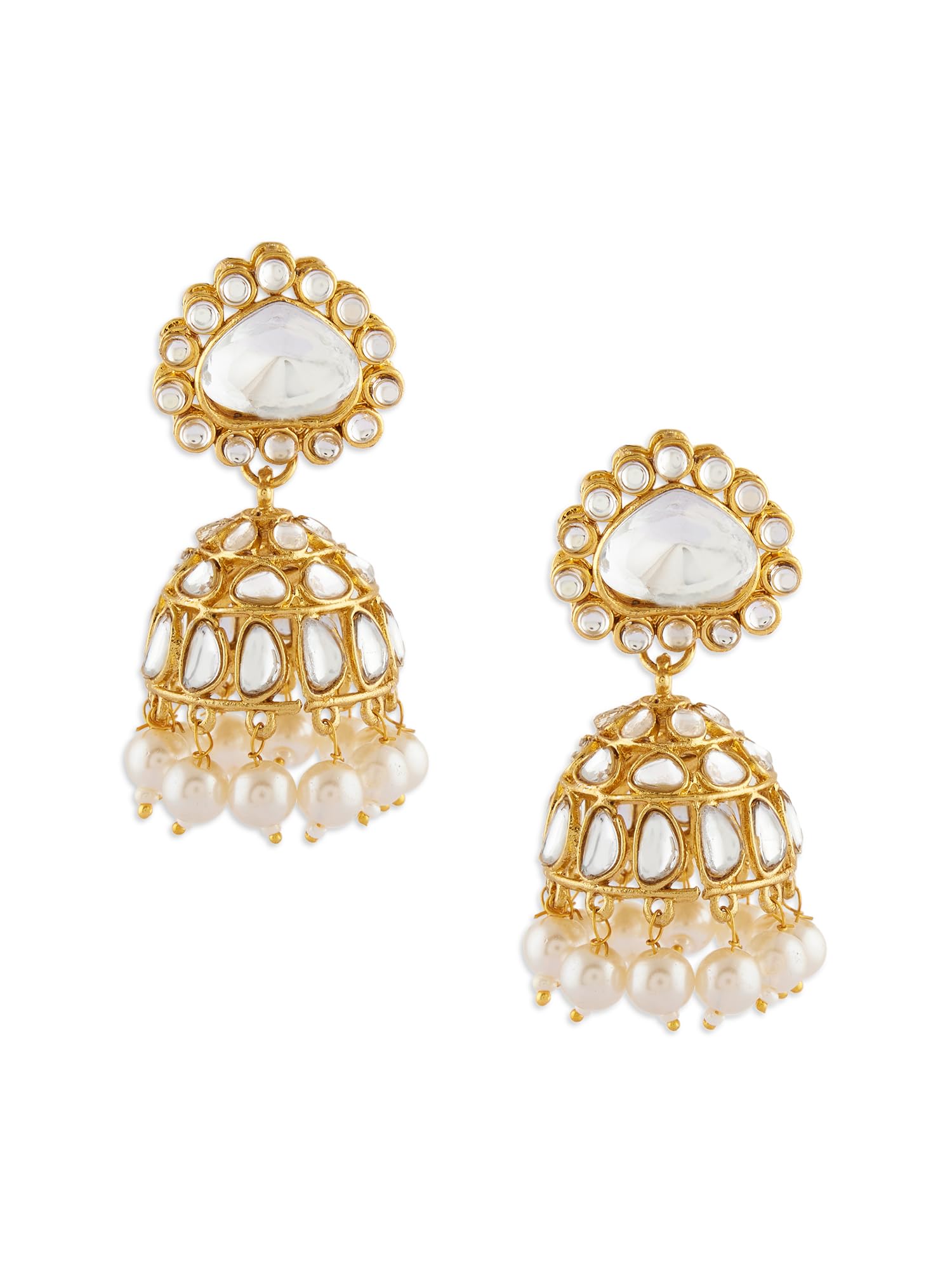 Zaveri Pearls Gold Tone Traditional Kundan & Pearls Jhumki Earring For Women-ZPFK17621 (B0CWV51HJB) Amazon Price History, Amazon Price Tracker