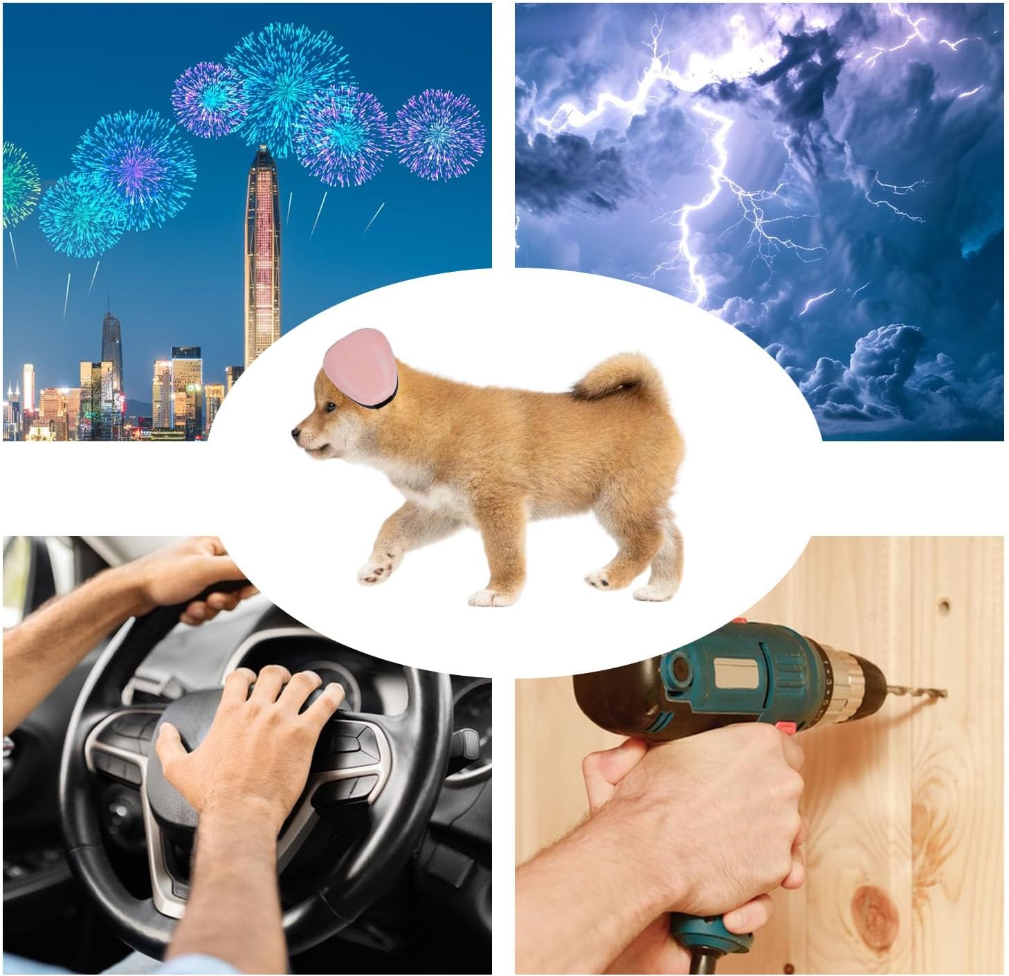 犬の耳マフ ノイズ保護用 調節可能な犬用イヤーカバー - 花火&amp;バイクノイズキャンセリングヘッドフォン(ピンク)